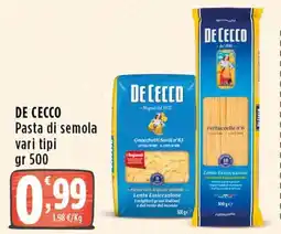 Rossotono Carrefour De Cecco Pasta di semola offerta