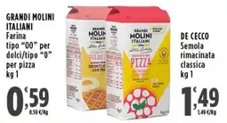 Rossotono Carrefour Grandi Molini Italiani Farina tipo "00" per dolci/tipo "0" per pizza offerta