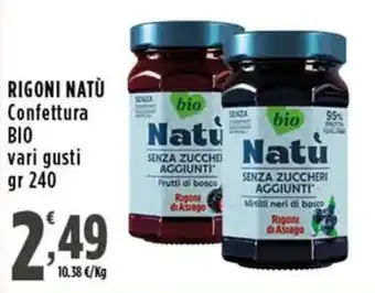 Rossotono Carrefour Rigoni Natù Confettura Bio offerta