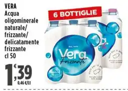 Rossotono Carrefour Vera Acqua oligominerale naturale frizzante delicatamente frizzante offerta