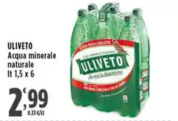 Rossotono Carrefour Acqua minerale naturale Uliveto offerta