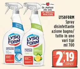 Rossotono Carrefour Lysoform spray disinfettante offerta
