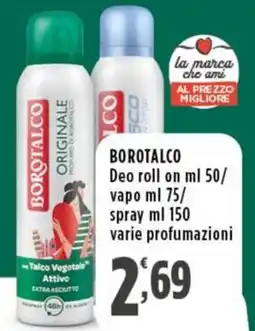 Rossotono Carrefour Borotalco Deo roll on offerta