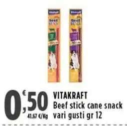 Rossotono Carrefour Vitakraft Beef stick cane snack offerta