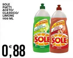 Vantaggio Cash&Carry Sole piatti acetoo classico limone offerta