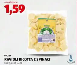 ALDI CUCINA RAVIOLI RICOTTA E SPINACI offerta
