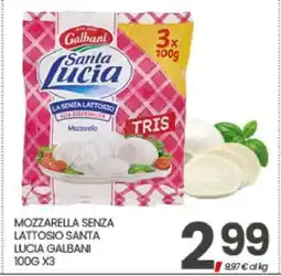 Eurospar MOZZARELLA SENZA LATTOSIO SANTA LUCIA GALBANI 100G X3 offerta