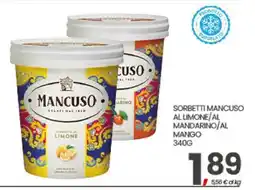 Eurospar SORBETTI MANCUSO AL LIMONE/AL MANDARINO/AL MANGO offerta