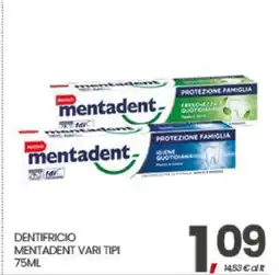 Eurospar DENTIFRICIO MENTADENT VARI TIPI offerta