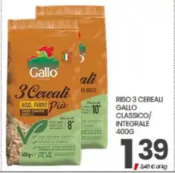 Eurospar RISO 3 CEREALI GALLO CLASSICO/INTEGRALE 400G offerta