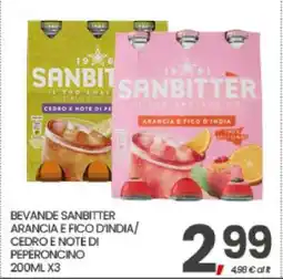 Eurospar BEVANDE SANBITTER ARANCIA E FICO D'INDIA/ CEDRO E NOTE DI PEPERONCINO offerta