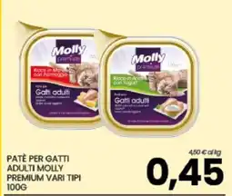 Eurospar PATÈ PER GATTI ADULTI MOLLY PREMIUM VARI TIPI offerta