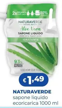 Acqua & Sapone NATURAVERDE sapone liquido ecoricaria 1000 ml offerta