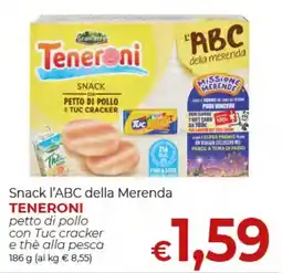 Supermercati Nonna Isa Snack l'ABC della Merenda Teneroni petto di pollo con Tuc cracker e thè alla pesca offerta