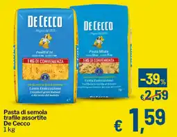 Qui Discount Pasta di semola trafile assortite De Cecco offerta