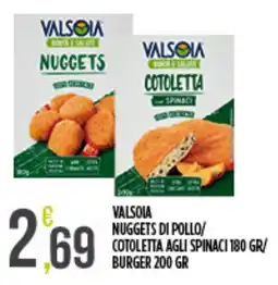 Supermercato Pollio Valsolia nuggets di pollo/ cotoletta agli spinaci offerta