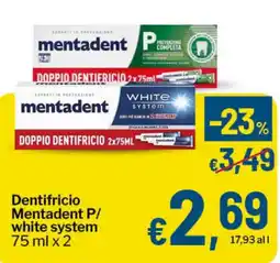 Qui Discount Dentifricio Mentadent P/ white system offerta