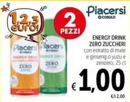 Spazio Conad Energy drink zero zuccheri Piacersi offerta