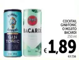 Spazio Conad Cocktail gin & tonic o mojito bacardi offerta