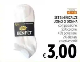 Spazio Conad Set 5 minicalze uomo o donna Benfit offerta