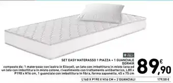 Set Easy Materasso 1 Piazza + 1 Guanciale Dormir