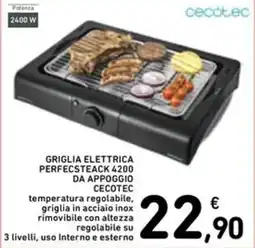 Spazio Conad Griglia elettrica Cecotec Perfecsteack 4200 offerta