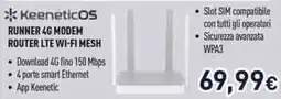 Unieuro Keeneticos RUNNER 4G MODEM ROUTER LTE WI-FI MESH offerta