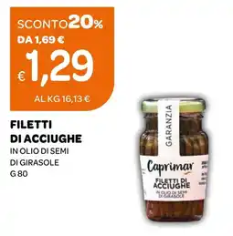 Ekom Filetti di acciughe in olio di semi di girasole Caprimar offerta