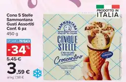 Carrefour Cono 5 Stelle Sammontana Gusti Assortiti Conf. 6 pz offerta