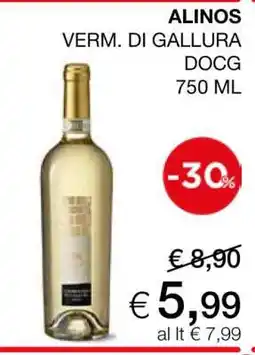 Coop ALINOS VERM. DI GALLURA DOCG 750 ML offerta