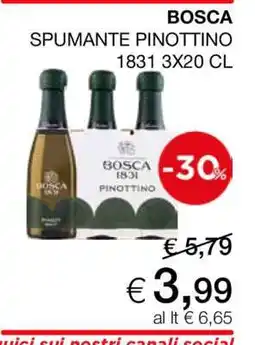 Coop BOSCA SPUMANTE PINOTTINO 1831 3X20 CL offerta