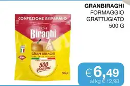 Coop GRANBIRAGHI FORMAGGIO GRATTUGIATO 500 G offerta