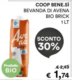 Coop COOP BENE.SÌ BEVANDA DI AVENA BIO BRICK 1 LT offerta