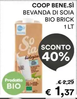 Coop COOP BENE.SÌ BEVANDA DI SOIA BIO BRICK offerta