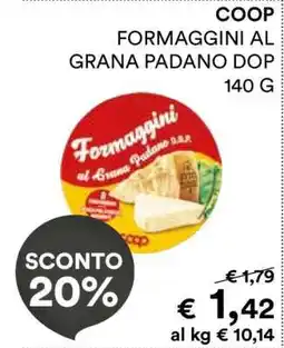 Coop COOP FORMAGGINI AL GRANA PADANO DOP 140 G offerta