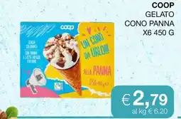 Coop COOP GELATO CONO PANNA X6 450 G offerta