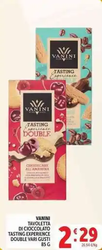 Deco Supermercati Vanini Tavoletta di cioccolato Tasting Experience Double vari gusti offerta