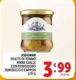 Deco Supermercati Asdomar filetti di tonno pinne gialle con pomodoro semisecco e capperi offerta