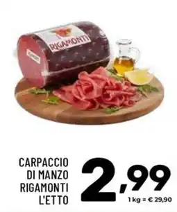 Il Centesimo Carpaccio di manzo Rigamonti offerta