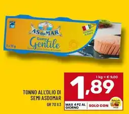 Il Centesimo Tonno all'olio di semi Asdomar offerta