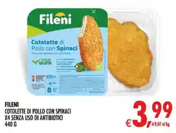 Deco Iperstore Fileni Cotolette di Pollo con Spinaci offerta