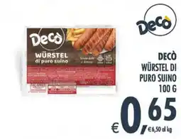 Deco Iperstore Decò würstel di puro suino offerta