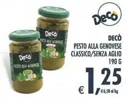 Deco Iperstore Decò pesto alla genovese classico/senza aglio offerta