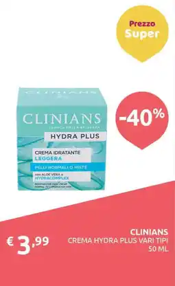 PiùMe Clinians crema hydra plus offerta
