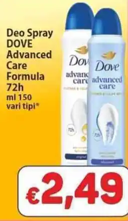 Sidis Deo Spray Dove Advanced Care Formula offerta