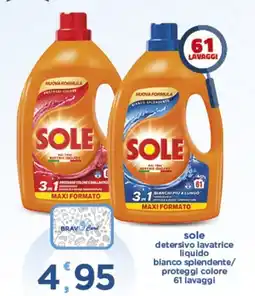 Bravo Casa sole detersivo lavatrice liquido bianco splendente/ proteggi colore offerta