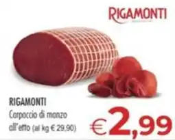 MerSi Supermercati Rigamonti Corpaccio di manzo offerta
