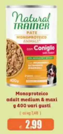 Elite Natural Trainer Pate Monoproteico Animale con Coniglio offerta