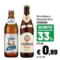 Iper La Grande Birra Helles o Weissbier Erdinger offerta