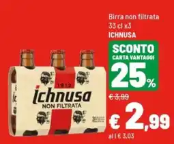 Iper La Grande Ichnusa birra non filtrata offerta